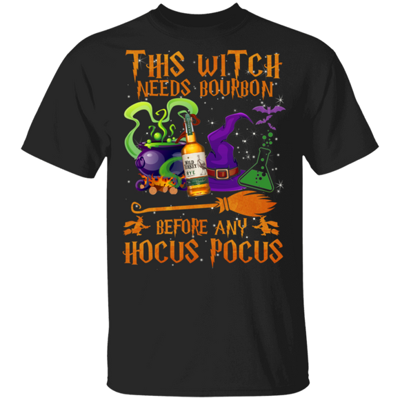 Halloween Witch Shirt This Witch Needs Bourbon Funny Halloween Witch Bourbon Drinking Lover Gifts Halloween T-Shirt - Macnystore