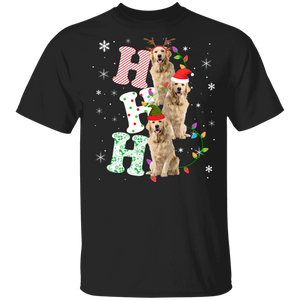 Christmas Santa Shirt Ho Ho Ho Funny Christmas Light Santa Elf Reindeer Golden Retriever Dog Lover Gifts T-Shirt - Macnystore