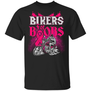 Breast Cancer Awareness Shirt Beards For Boobs Cool Breast Cancer Awareness Bikers Biking Lover Gifts Breast Cancer T-Shirt - Macnystore