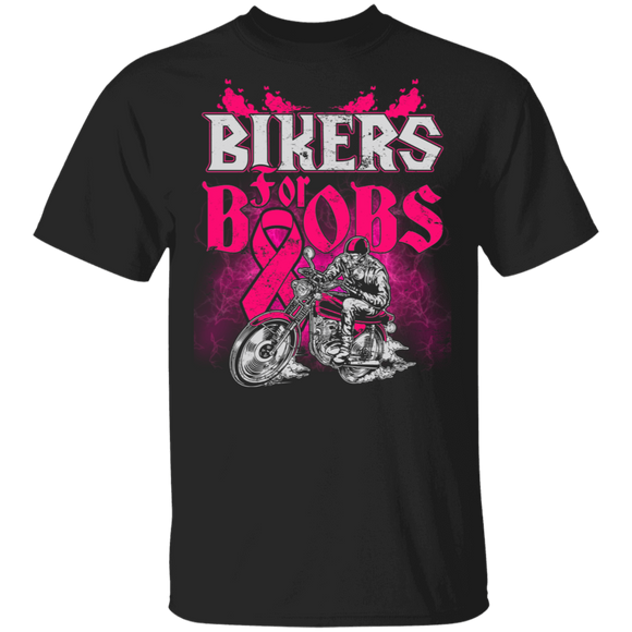 Breast Cancer Awareness Shirt Beards For Boobs Cool Breast Cancer Awareness Bikers Biking Lover Gifts Breast Cancer T-Shirt - Macnystore