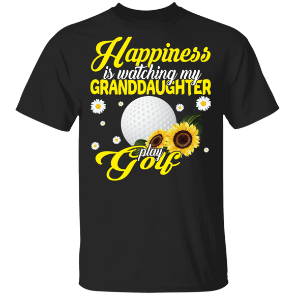 Happiness Is Watching My Granddaughter Play Golf Cool Sunflower Golf Ball Matching Golf Player Lover Fans Gifts T-Shirt - Macnystore