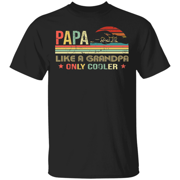 Vintage Retro Papa Like A Grandpa Only Cooler Shirt Matching Father's Day Gifts T-Shirt - Macnystore