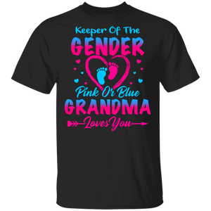 Keeper Of The Gender Pink or Blue Grandma Loves You Cute Gender Reveal Party Pregnancy Announcement Funny Maternity Women Gifts T-Shirt - Macnystore