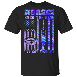 Nurse Shirt Nurses Back The Blue Cool American Police Nurse Lover Gifts Nurse Day T-Shirt - Macnystore