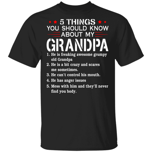 Cute 5 Things You Should Know About My Grandpa Shirt Matching Grandpa Men Father's Day Gifts T-Shirt - Macnystore