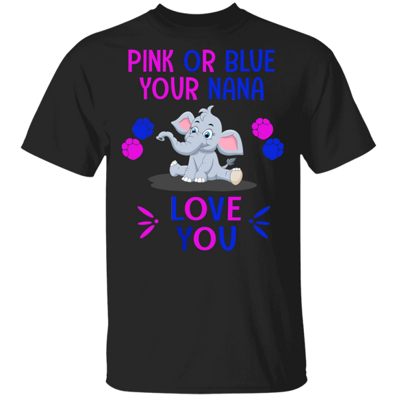 Keeper Of The Gender Pink or Blue Nana Loves You Elephant T-Shirt - Macnystore