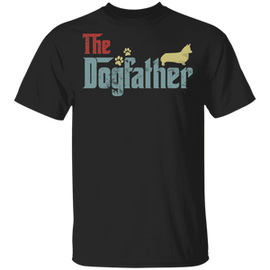 Vintage The Dogfather Cool Corgi Shirt Matching Corgi Dog Lover Owner Fans Trainer Men Dad Father's Day Gifts T-Shirt - Macnystore