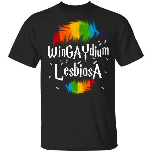 WinGaydium Lesbiosa Proud LGBT Feathers Matching LGBT Flag Gay Lesbian Gifts T-Shirt - Macnystore
