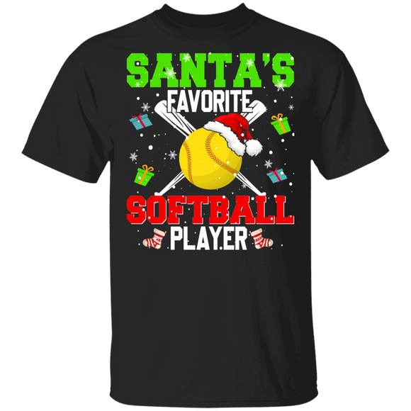 Christmas Santa Shirt Santa's Favorite Softball Player Funny Christmas Santa Softball Team Player Lover Gifts T-Shirt - Macnystore