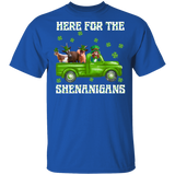 Here For The Shenanigans Leprechaun Goat St Patrick's Day T-Shirt - Macnystore