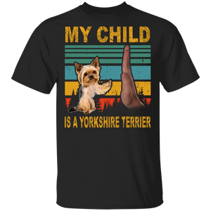 Vintage Retro My Child Is A Yorkshire Terrier High Five Father's Day Shirt T-Shirt - Macnystore