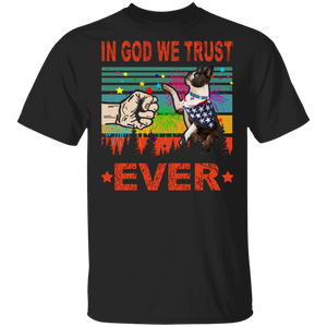 In God We Trust Ever Cute Boston Terrier Wearing American Flag 4th Of July Gifts T-Shirt - Macnystore