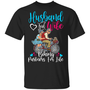 Husband And Wife Biking Partners For Life Funny Couple Biker Lover Family Gifts T-Shirt - Macnystore