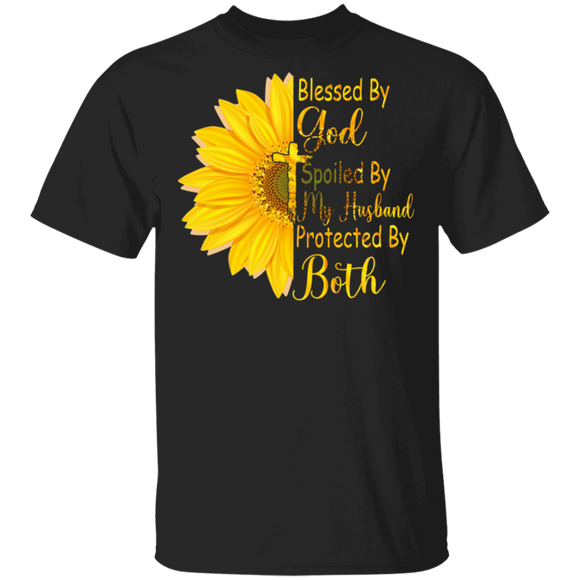 Blessed by God Spoiled by My Husband Protected By Both T-Shirt - Macnystore