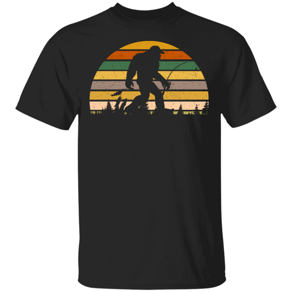 Vintage Retro Bigfoot Fishing Matching Fisher Fishing Lover Hunter Gifts T-Shirt - Macnystore
