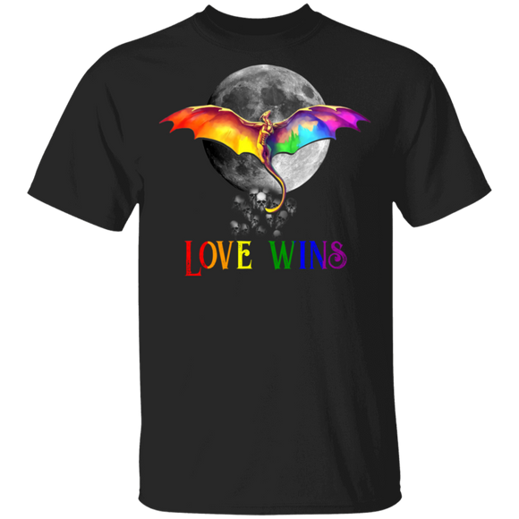 Love Wins Cool LGBT Dragon Skulls Moon Shirt Matching Proud LGBT Gay Lesbian Gifts T-Shirt - Macnystore