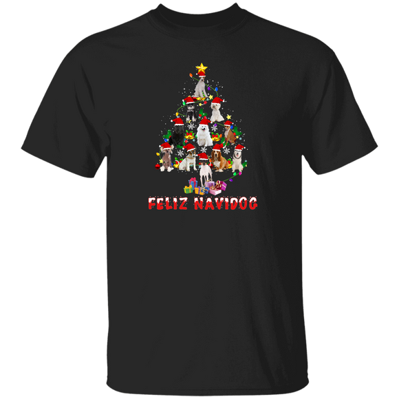 Christmas Dog Lover Shirt Feliz Navidog Cute Dog Christmas Tree Dog Lover Gifts T-Shirt - Macnystore