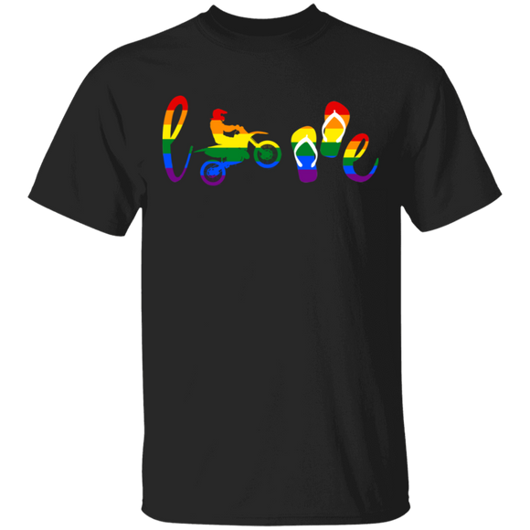 Love LGBT Dirt Bike Pride LGBT Flag Gay Lesbian Biker Gifts T-Shirt - Macnystore