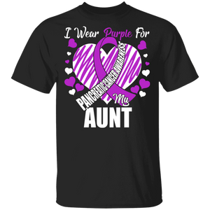 Pancreatic Caner Awareness Shirt I Wear Purple For My Aunt Cool Pancreatic Caner Awareness Purple Ribbon Heart Gifts T-Shirt - Macnystore