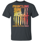 Frontline Licensed Practical Nurses Cute Medical Symbol On American Flag Shirt Matching LP Nurse Doctor Medical Gifts T-Shirt - Macnystore