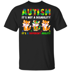 Autism It's Not A Disability Autism Awareness Month Cat Lover Cute Autistic Children Autism Patient Kids Men Women Gifts T-Shirt - Macnystore