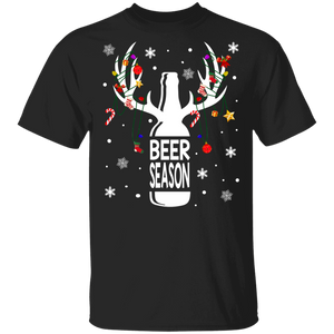 Christmas Beer Lover Shirt Beer Season Funny Christmas Reindeer Lights Beer Drinking Lover Gifts T-Shirt - Macnystore