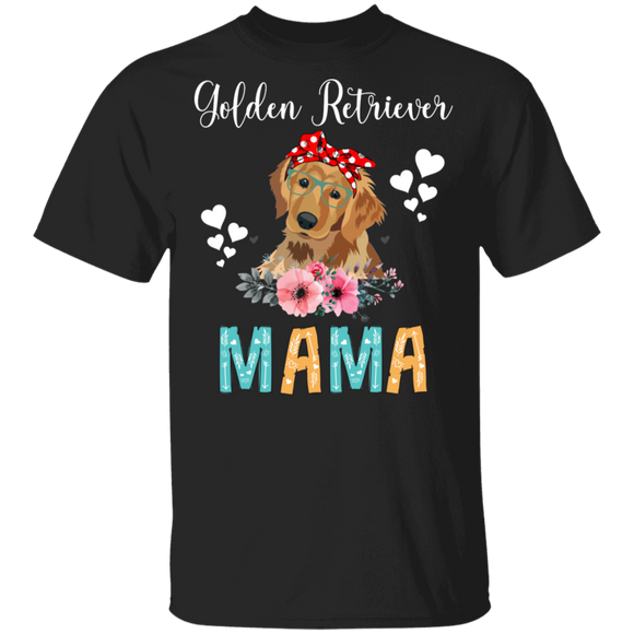 Golden Retriever Mama Puppy Mom Dog Mama Lover Floral T-Shirt - Macnystore