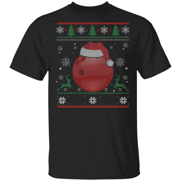 Christmas Sport Shirt Bowling Ball With Santa Hat Funny Christmas Bowling Player Lover Gifts Christmas T-Shirt - Macnystore