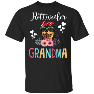 Rottweiler Grandma Puppy Mom Dog Grandma Lover Floral T-Shirt - Macnystore