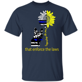 That Enforce The Law Supporting The Paws Funny American Flag German Shepherd Sunflower Shirt Matching Police Policeman Gifts T-Shirt - Macnystore