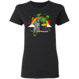 Leprechaun Irish Wolfhound Dog Lover St Patrick's Day Gifts Ladies T-Shirt - Macnystore