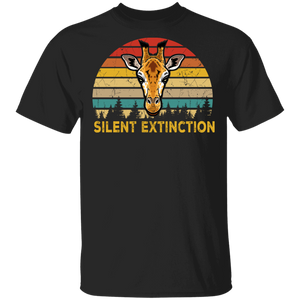 Giraffe Animals Lover Shirt Vintage Retro Silent Extinction Cool Giraffe Animals Lover Gifts T-Shirt - Macnystore