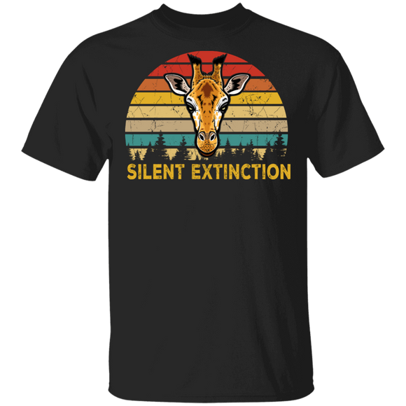Giraffe Animals Lover Shirt Vintage Retro Silent Extinction Cool Giraffe Animals Lover Gifts T-Shirt - Macnystore