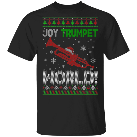 Christmas Trumpet Lover Shirt Joy Trumpet World Funny Ugly Christmas Sweater Santa Trumpet Lover Gifts Christmas T-Shirt - Macnystore
