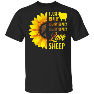 I Just Really Really Really Really Really Loves Sheep Cool Half Sunflower Sheep Matching Sheep Lover Owner Farmer Gifts T-Shirt - Macnystore