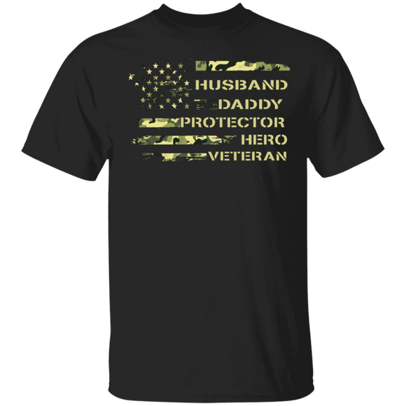Husband Daddy Protector Hero Veteran Father Day T-Shirt - Macnystore