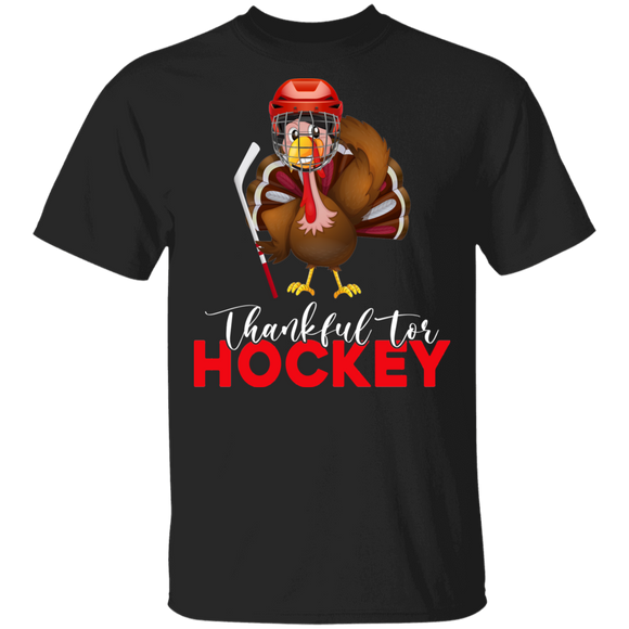 Thanksgiving Turkey Shirt Thankful For Hockey Funny Thanksgiving Turkey Hockey Player Lover Gifts T-Shirt - Macnystore