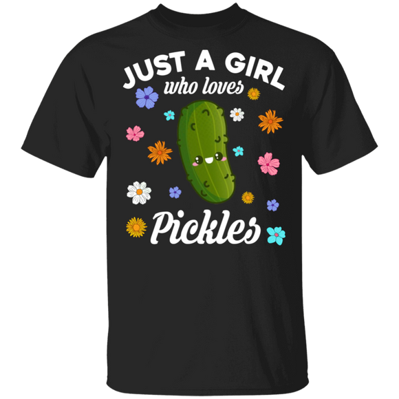 Pickle Lover Shirt Just A Girl Who Loves Pickles Cute Floral Pickle Lover Gifts T-Shirt - Macnystore