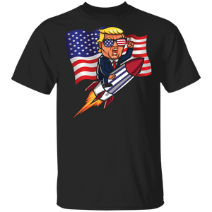 Funny American Flag Trump Riding Rocket Matching 4th Of July Independence Day Gifts T-Shirt - Macnystore