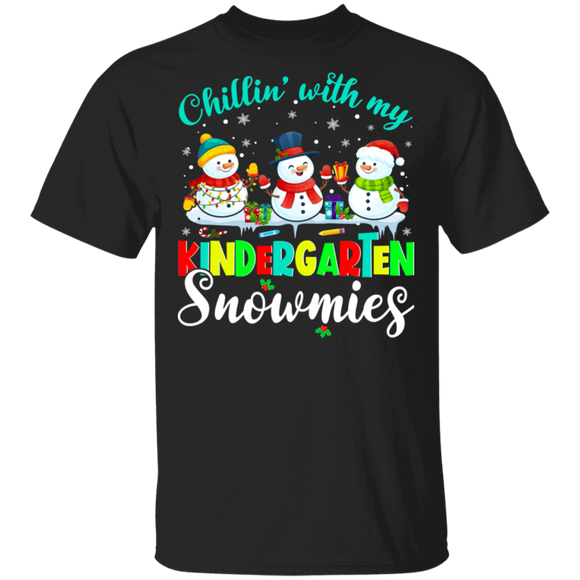 Christmas Snowman Shirt Chillin With My Kindergarten Sometimes Cool Christmas Teacher Gifts Christmas T-Shirt - Macnystore
