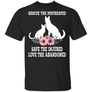 Floral Cat Dog Shirt Rescue The Mistreated Save The Injured Love The Abandoned Cute Floral Cat Dog Lover Gifts T-Shirt - Macnystore