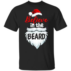 Christmas Santa Shirt Believe In The Beard Cool Christmas Santa Beard Lover Men X-mas Gifts T-Shirt - Macnystore