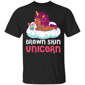 Brown Skin Unicorn Funny Pride Black Unicorn Matching Pride Afro-American Juneteenth Gifts T-Shirt - Macnystore
