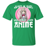 Just A Girl Who Lives Anime Funny Otaku Anime Lover Youth T-Shirt - Macnystore