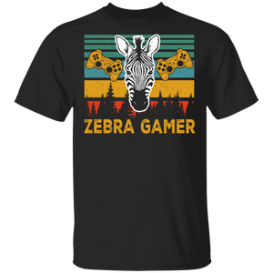 Gamer Zebra Lover Shirt Vintage Retro Zebra Cool Zebra Game Gamer Lover Gifts T-Shirt - Macnystore