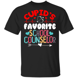 Cupid's Favorite School Counselor Valentine School Counselor Lover Men Women Wife Husband Fiancee Girlfriend Couple Valentine Gifts T-Shirt - Macnystore