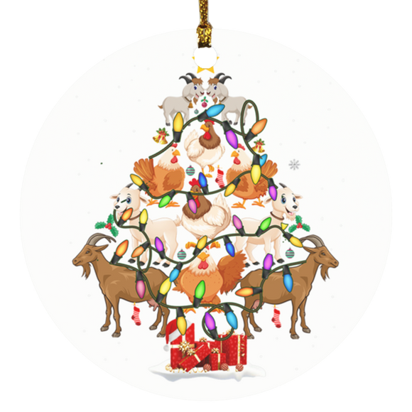 Chicken And Goat Christmas Tree smart object SUBORNC Circle Ornament - Macnystore