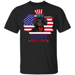 Happy 4th Of July Cute American Flag Dachshund Shirt Matching Dachshund Dog Lover Owner Fans United States Independence Day Gifts T-Shirt - Macnystore