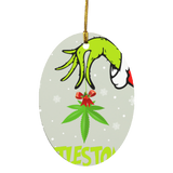 Christmas Weed Lover Shirt Mistlestoned Funny Christmas Grinch Hand Mistlestoned 420 Cannabis Weed Lover Gifts Ornament Xmas - Macnystore