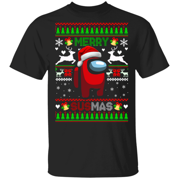 Christmas Gamer Shirt Merry Susmas Ugly Funny Christmas Sweater Impostor Imposter Sus Crewmate  Among Us Game Gamer Gifts Christmas T-Shirt - Macnystore